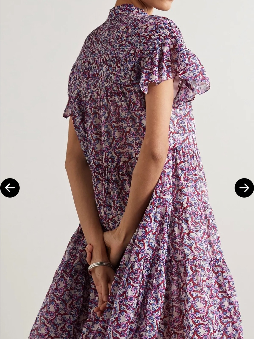 Isabel Marant Purple Floral Ruffled Tiered Mini Dress - Picture 3 of 8